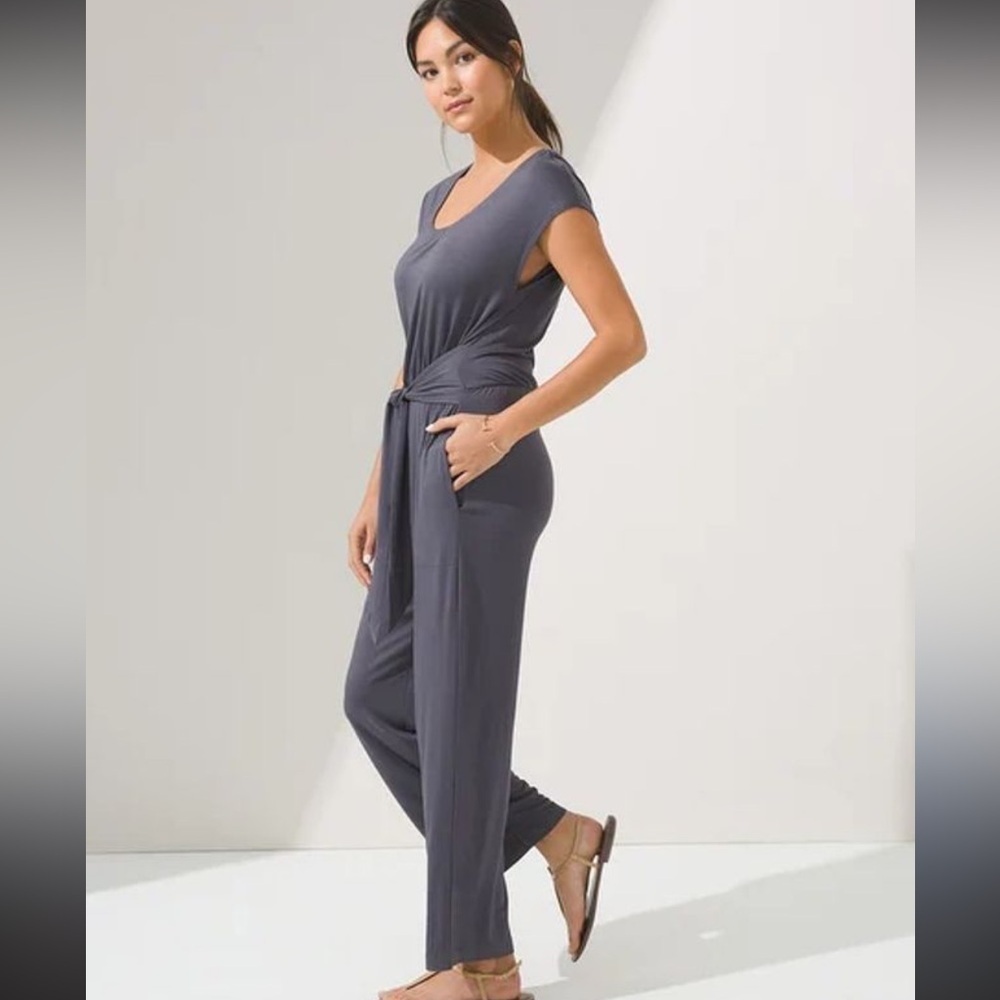 Soma Weekend Slate Gray Tie Waist Lounge Jumpsuit Size Medium